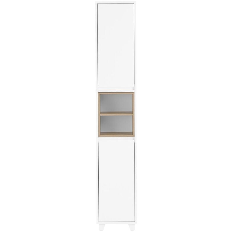 foto del prodotto sobuy mobile a colonna bagno salvaspazio mobile alto con 2 ante mobile bagno stretto 30x30x170cm bianco bzr147 w