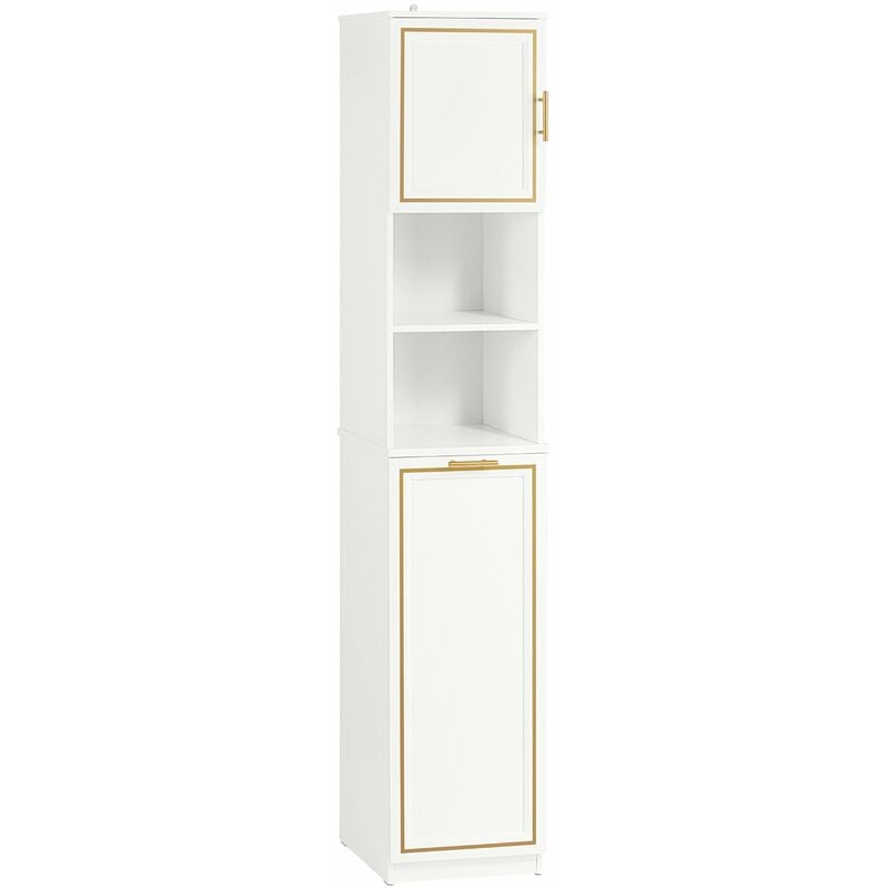 foto del prodotto sobuy mobile a colonna bagno salvaspazio mobile alto con borsa portabiancheria pieghevole bianco oro bordo l33xp32xa171 cm bzr87 w
