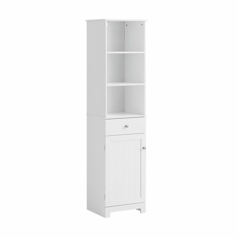immagine 0 del prodotto sobuy mobile alto colonna bagno salvasapzio con cassetto e armadietto l40p35a161cm bianco bzr17 w