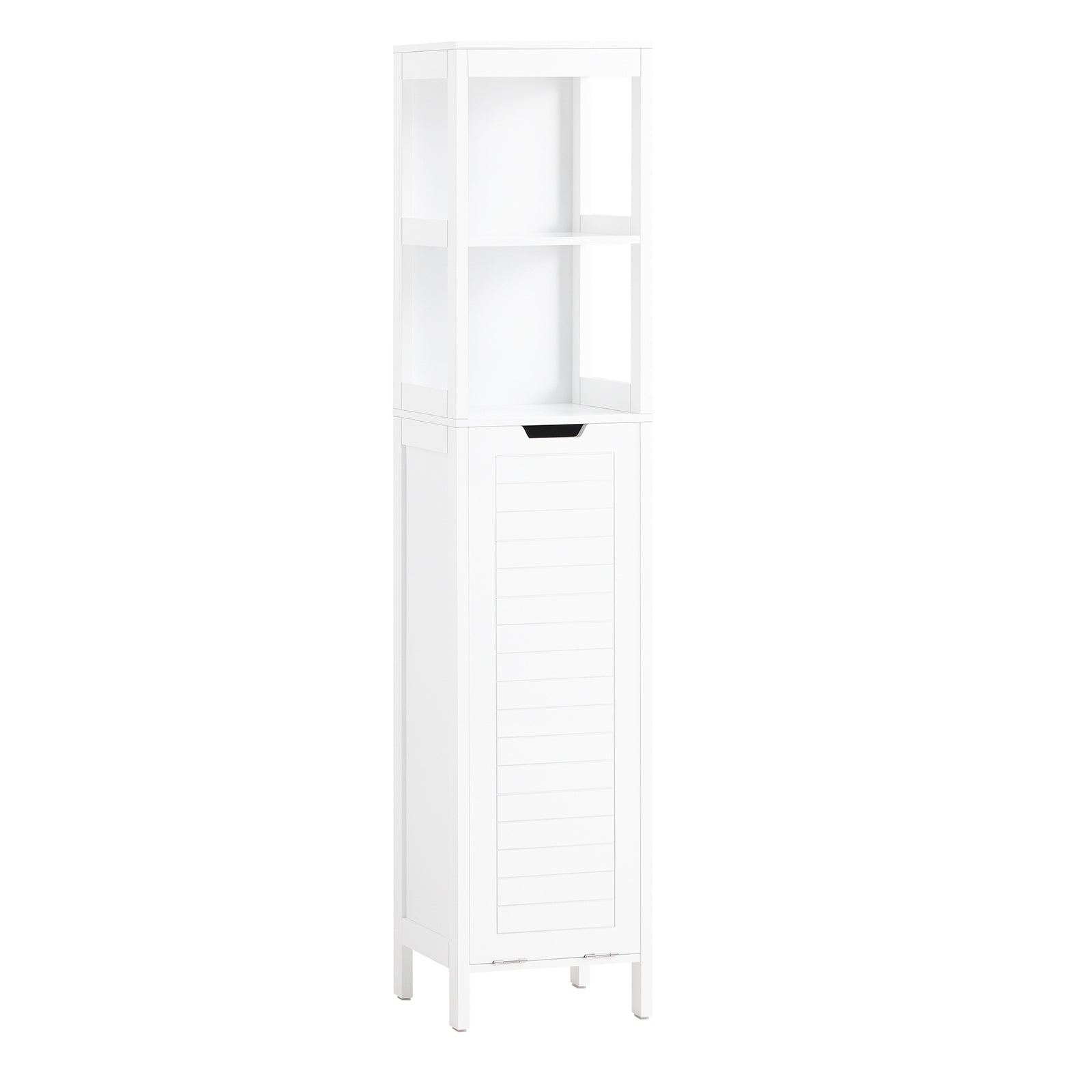 foto del prodotto sobuy mobile alto con sacco portabiancheria pieghevole mobiletto bagno scaffale bianco 30x30x145cm bzr123 w
