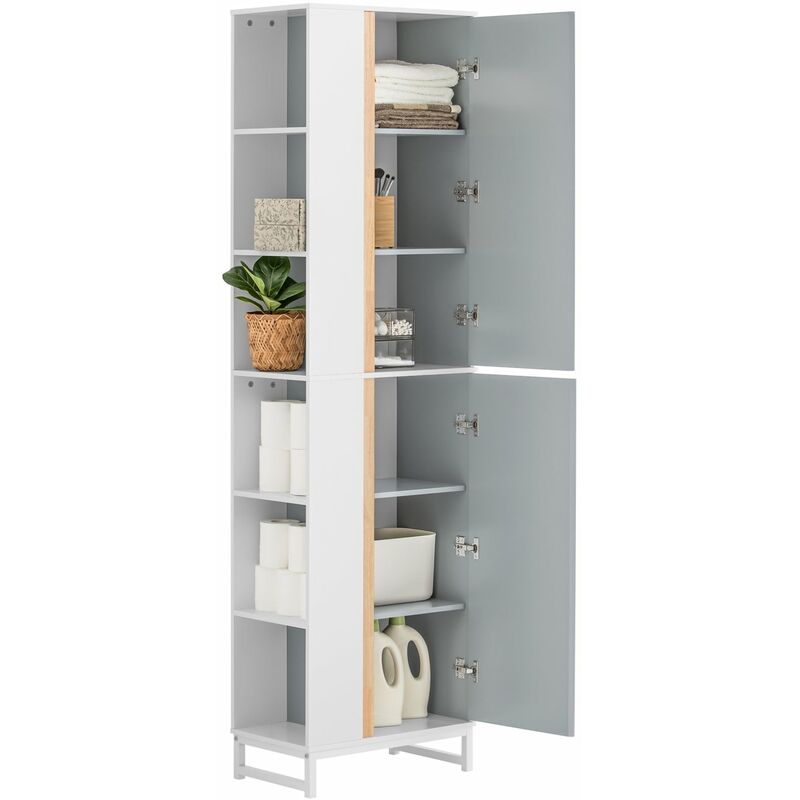 foto del prodotto sobuy mobile alto da bagno colonna bagno con ripiano aperto armadio salvaspazio grigio chiaro l50xp30xa181m bzr76 hg