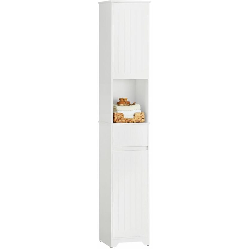 foto del prodotto sobuy mobile alto mobile a colonna bagno salvaspazio colonna bagno con 2 armadietti e 1 vano aperto 30x30x170cm bzr109 w