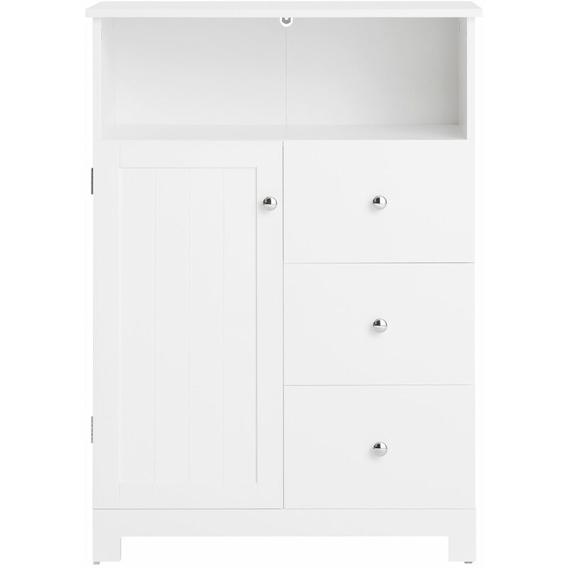 foto del prodotto sobuy mobile bagno con tre cassetti mobile contenitore mobile a terra bianco 60x33x86cm bzr107 w