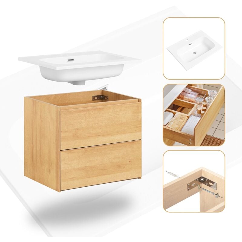 foto del prodotto sobuy mobile base per lavabo con due cassetti mobile da bagno naturale 61x46x54cm bzr174 n