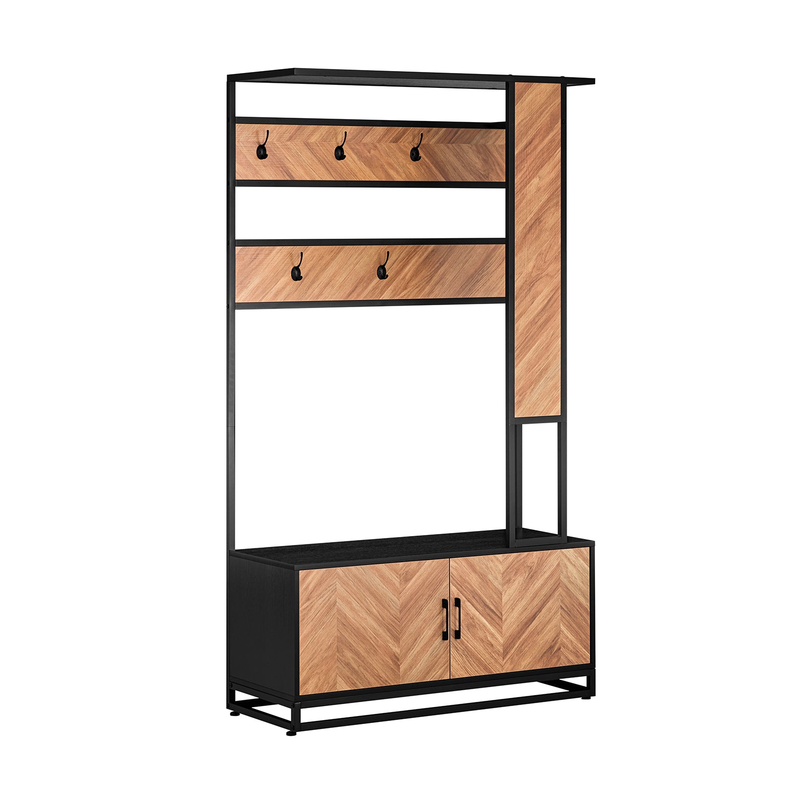 foto del prodotto sobuy mobile d 39 ingresso con panca appendiabiti guardaroba gruccia per corridoio stile industriale naturale nero 100x40x180 cm fsr194 n