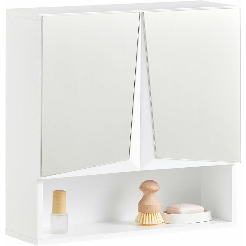foto del prodotto sobuy mobile lavanderia con 2 ante in specchio pensile bagno salvaspazio armadietto bagno da parete l48p17a48cm bzr94 w