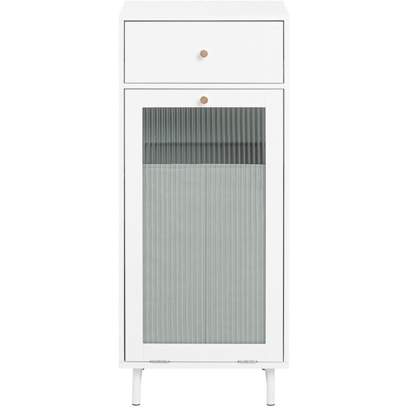 foto del prodotto sobuy mobile lavanderia con portabiancheria apribile cesto portabiancheria con anta in vetro mobile bagno biaco 40x40x96cm bzr116 w