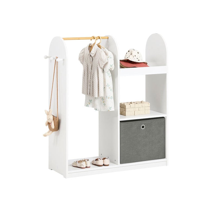 foto del prodotto sobuy mobile per bambini con appendiabiti, giardaroba per bambini con scatole, armadio per bambini con 3 ganci, kmb40 w