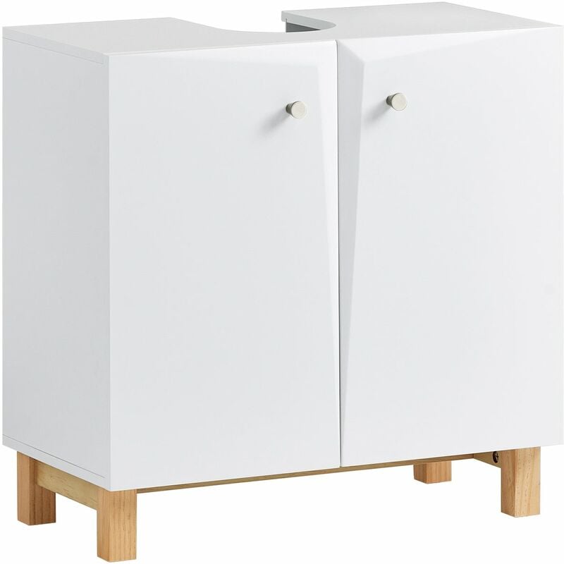 foto del prodotto sobuy mobile sottolavabo a terra mobile bagno con armadietto mobiletto bagno salvaspazio in legno bianco 60x30x60cm bzr92 w