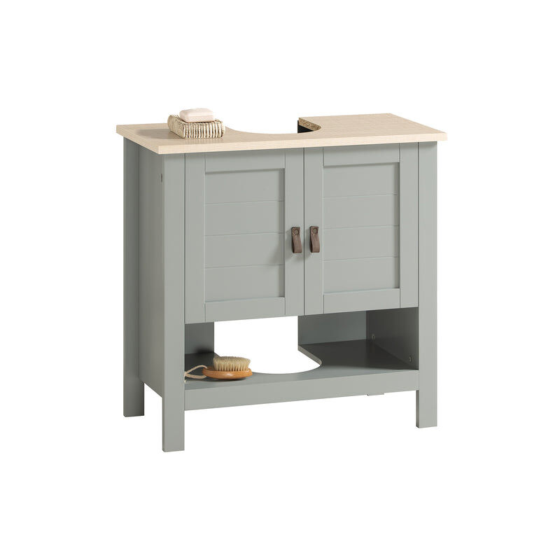 foto del prodotto sobuy mobile sottolavabo con anta scorrevole mobile bagno mobile lavabo grigio chiaro 60x30x60cm bzr69 ii hg