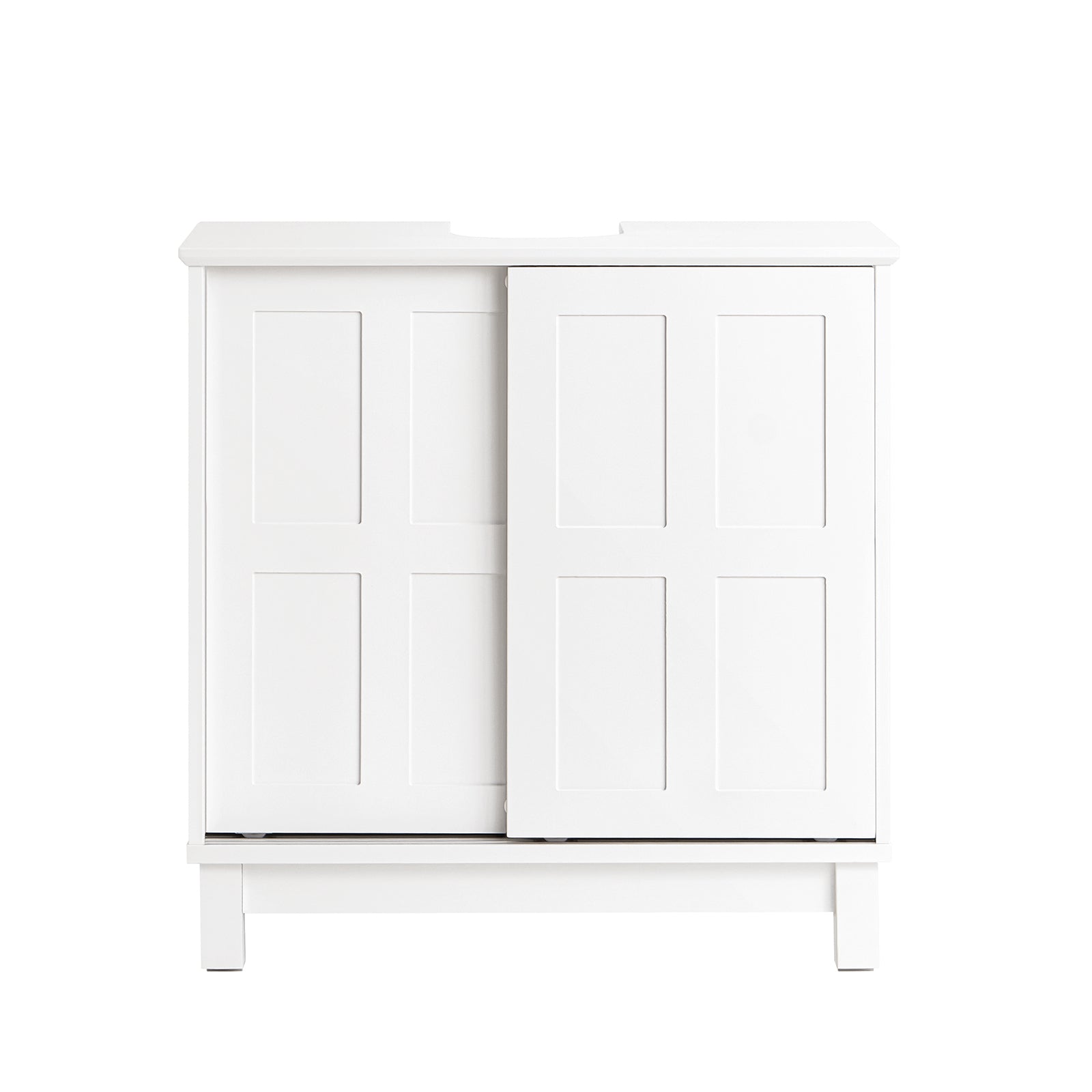 foto del prodotto sobuy mobile sottolavabo mobile bagno con 2 ante scorrevoli mobiletto bagno salvaspazio bianco 60x30x61cm bzr142 w