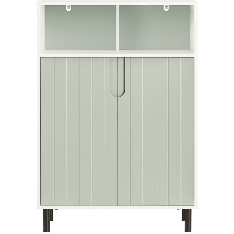 foto del prodotto sobuy mobiletto bagno armadietto bagno mobile bagno con 3 ripiani e 2 ante, mobiletto portaoggetti mobile contenitore verde 60x30x87cm, bzr138 gr