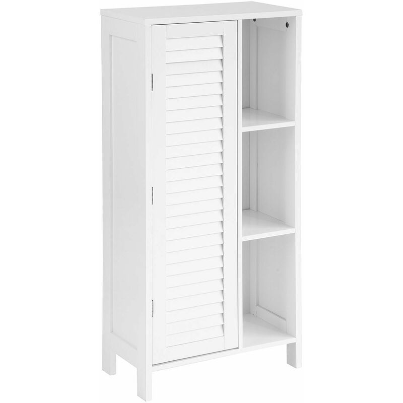 foto del prodotto sobuy mobiletto bagno armadietto bagno mobile bagno con anta lamellare com mobile contenitore bianco l48xp24xa96cm, bzr39 w