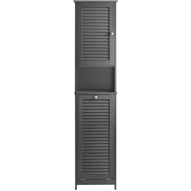 foto del prodotto sobuy mobiletto bagno salvaspazio stretto mobile bagno colonna con portabiancheria mobile lavanderia grigio l40xp37xa170 cm bzr124 dg