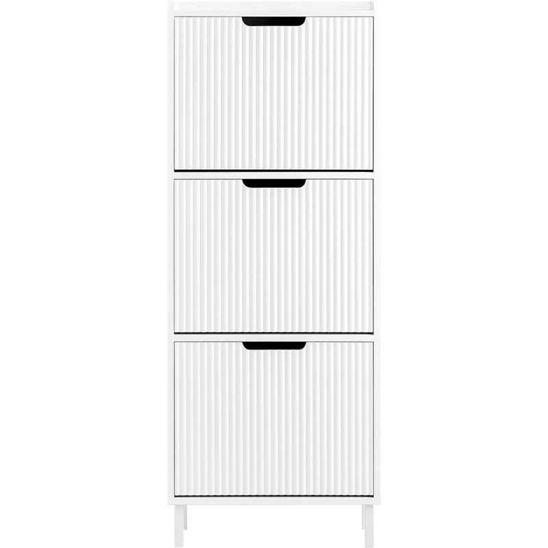 foto del prodotto sobuy mobiletto portascarpe scarpiera mobile ingresso salvaspazio regolabili bianco 50x19x130cm 3 ante fsr177 h w