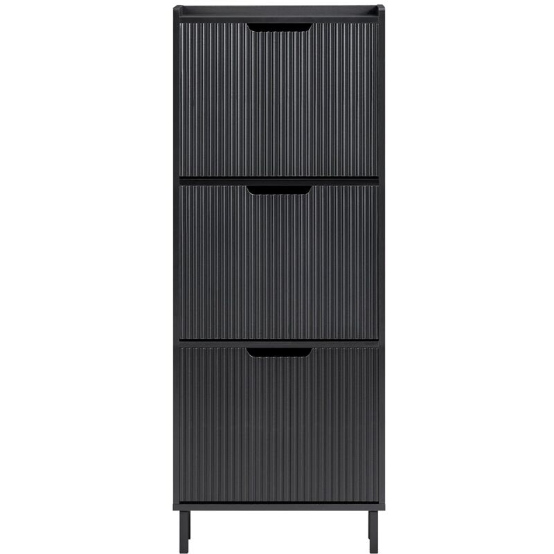 foto del prodotto sobuy mobiletto portascarpe scarpiera mobile ingresso salvaspazio regolabili nero 50x19x130cm 3 ante fsr177 h sch