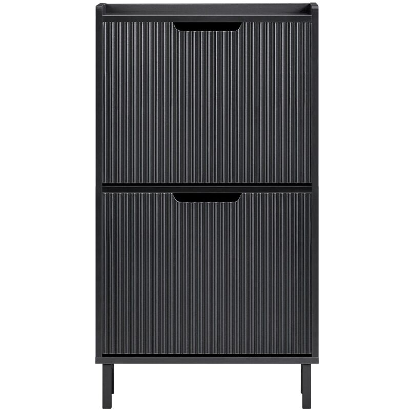 foto del prodotto sobuy mobiletto portascarpe scarpiera mobile ingresso salvaspazio regolabili nero 50x19x90cm 2 ante fsr177 sch