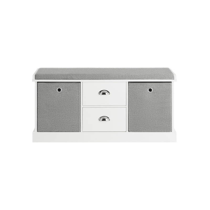foto del prodotto sobuy panca scarpiera cassapanca da interno mobile bagno con 2 cassetti e 2 cesti l96p33a50cm fsr66 hg