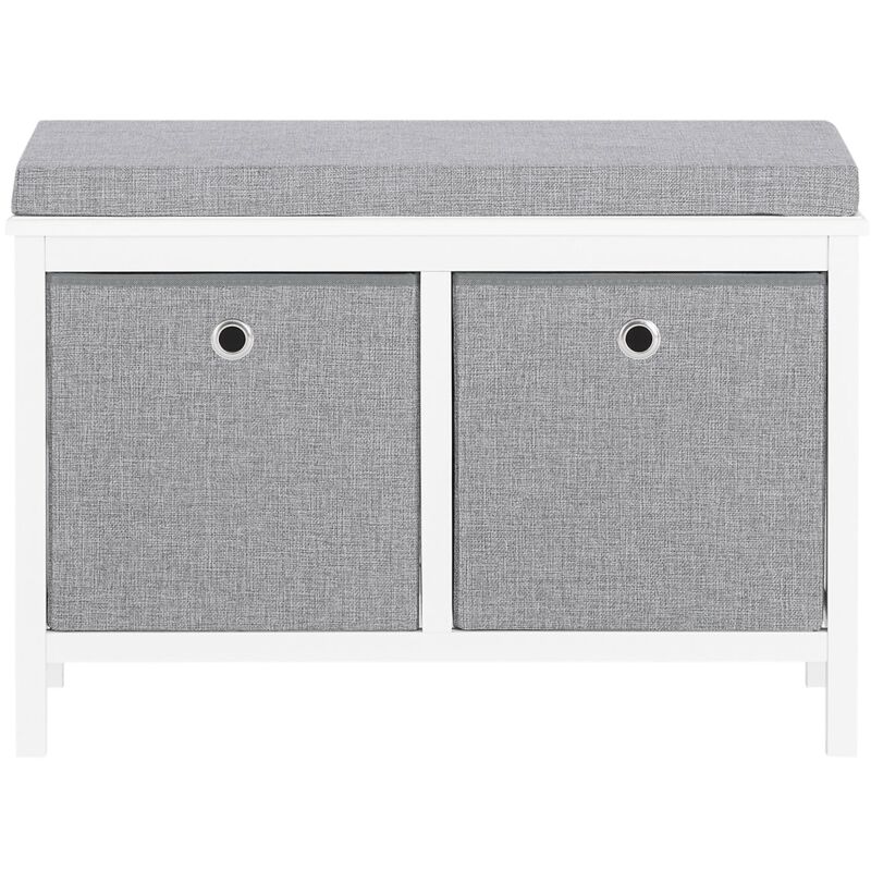 foto del prodotto sobuy panca scarpiera cassapanca da interno mobile bagno con 2 cestini bianco e grigio l70p30a50cm fsr81 hg