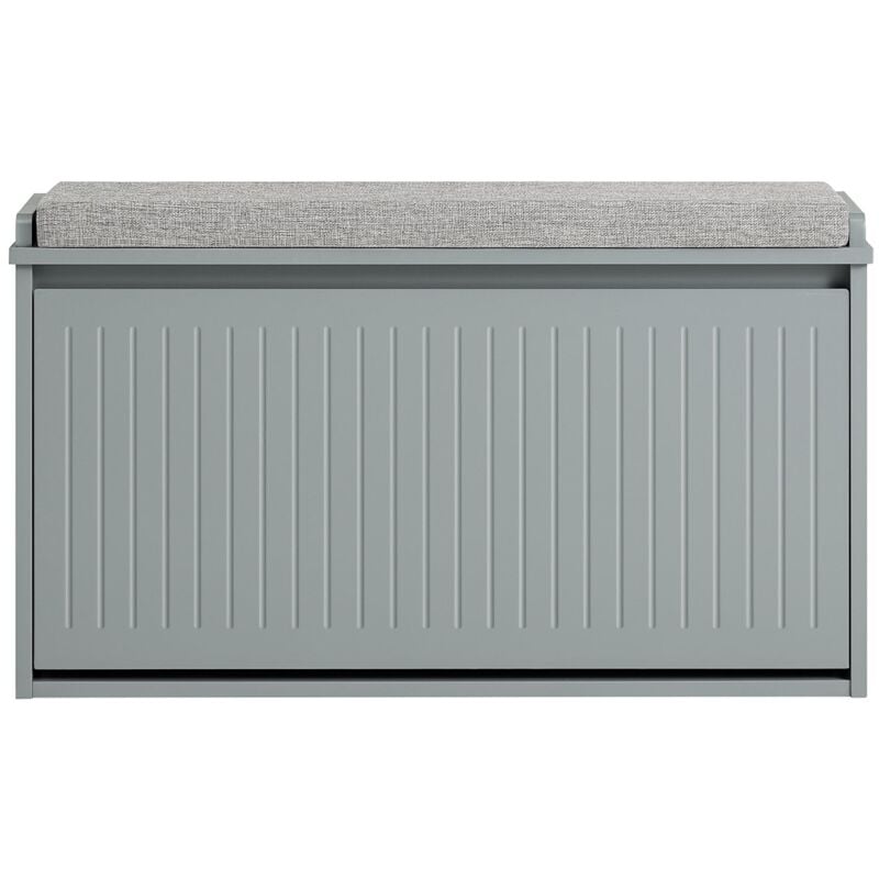 foto del prodotto sobuy panca scarpiera, scarpiera con patta e cuscino per scarpe, grigio 80x26x45cm fsr98 l hg