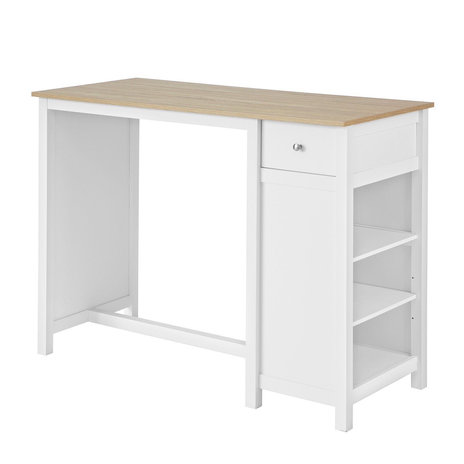 foto del prodotto sobuy penisola cucina tavolo alto bar in legno lunghezza 120 cm profondit 55 cm altezza 90 cm bianco fwt64 wn