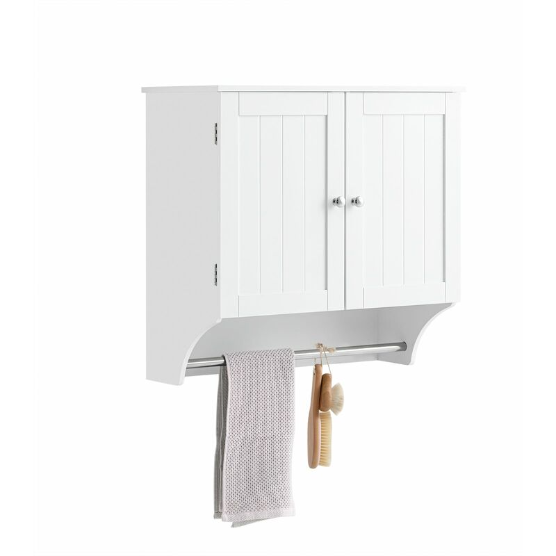 foto del prodotto sobuy pensile con ante mobile da parete da bagno mobile porta medicinali elegante armadietto sospeso per il bagno bianco 60x30x60cm bzr84 w