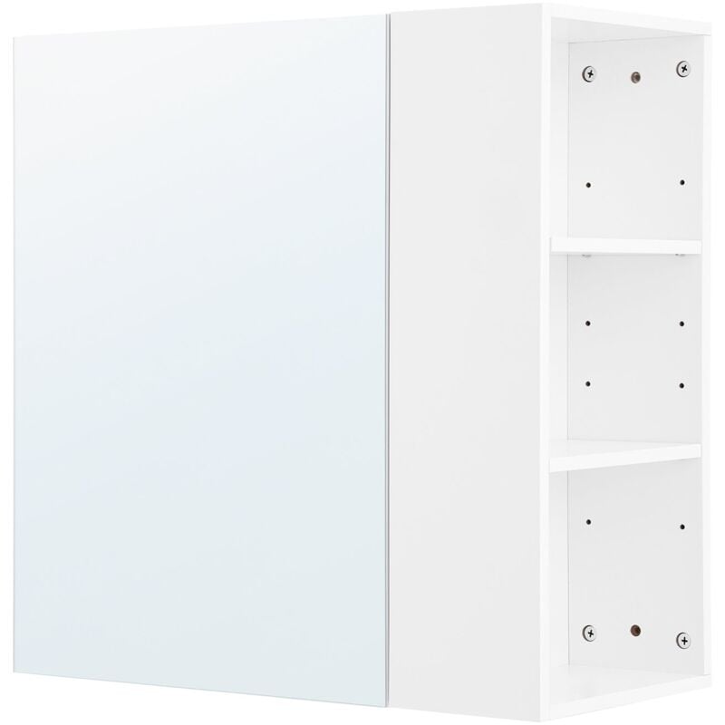 foto del prodotto sobuy pensile mobiletto a specchio mobiletto portaoggetti con scomparti aperti bianco 57x30x61 cm bzr184 w