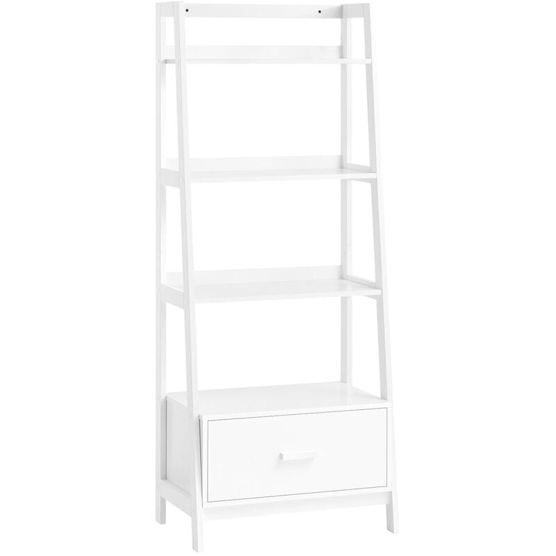 foto del prodotto sobuy scaffale a scala,libreria,mensole da angolo,mensola porta cd,con cassetto 64lx40px160a cm bianco frg116 w
