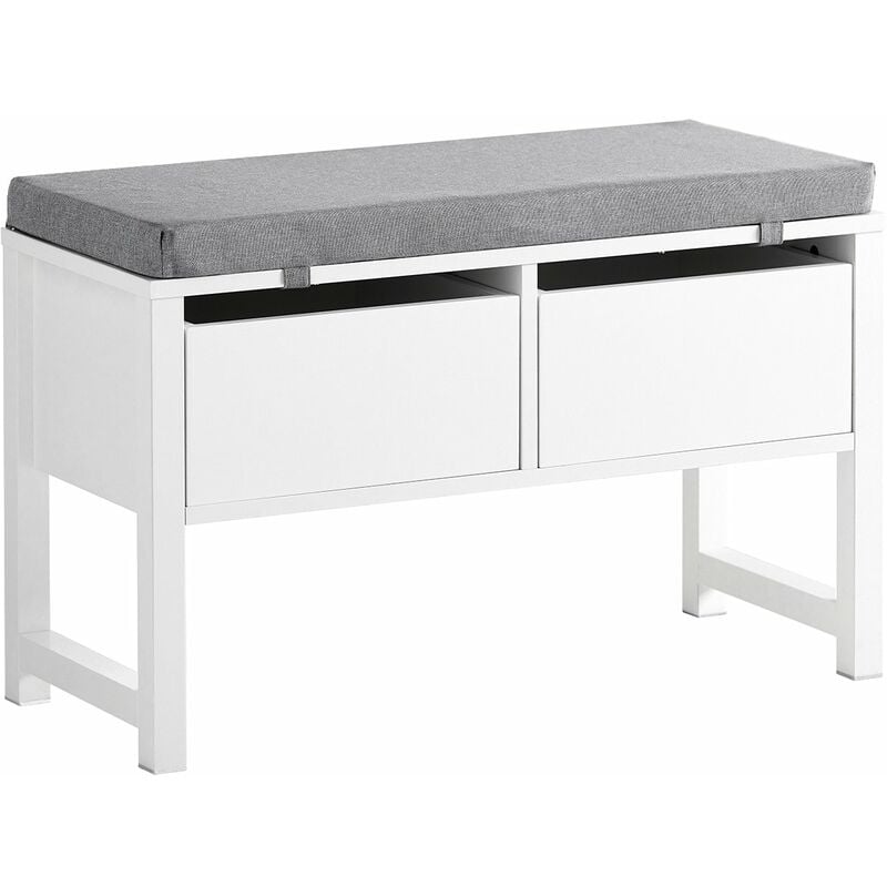 foto del prodotto sobuy scarpiera cassapanca panca contenitore camere da letto seduta con cuscino 2 cassetti panca ingresso l72p30a46cm fsr88 w