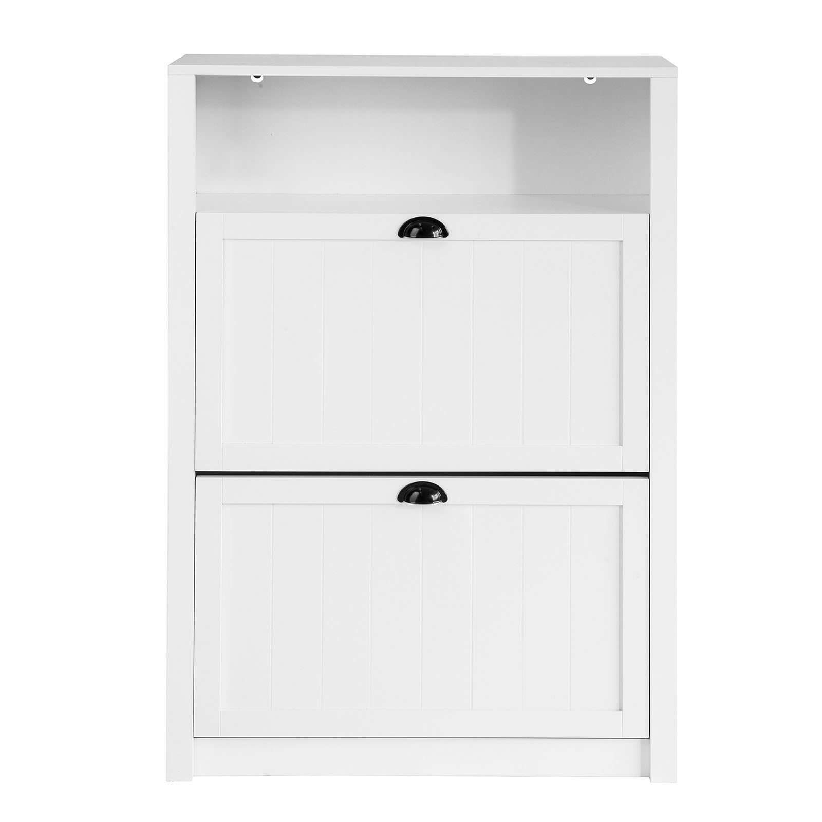 foto del prodotto sobuy scarpiera con 2 ante e 4 ripiani con scomparto aggiuntivo per scarpe l80p24a110 cm bianco fsr87 w
