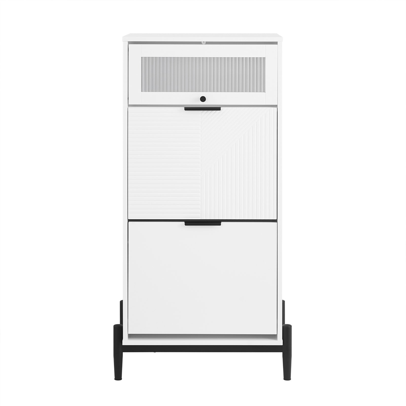 foto del prodotto sobuy scarpiera con 2 scomparti e 1 anta, credenza decorativa, consolle laterale stretta bianco 59x40x115cm fsb95 w