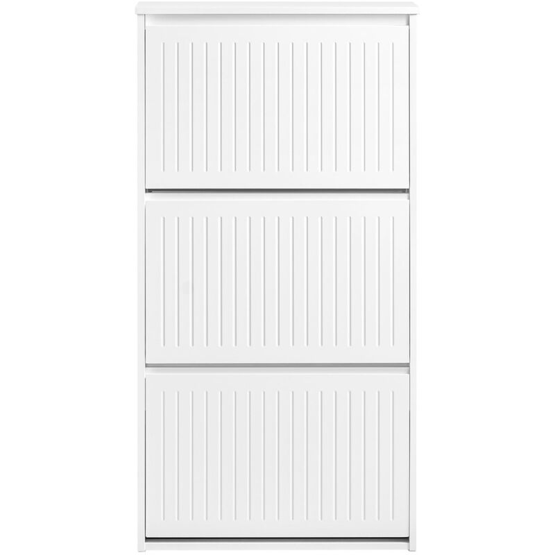 foto del prodotto sobuy scarpiera con 3 ribalte e 6 ripiani scarpiera con scomparto aggiuntivo portascarpe salvaspazio bianco 61x26x120cm fsr165 h w