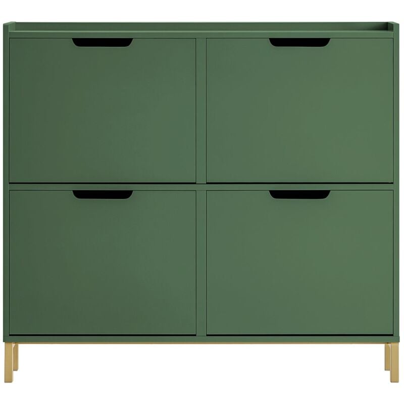 foto del prodotto sobuy scarpiera con 4 ribalte portascarpe salvaspazio regolabili verde scuro l100xp19xa90cm fsr100 sy