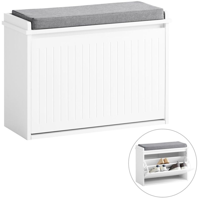 foto del prodotto sobuy scarpiera con patta e cuscino per scarpe, 62x46x26 cm colore bianco fsr98 w