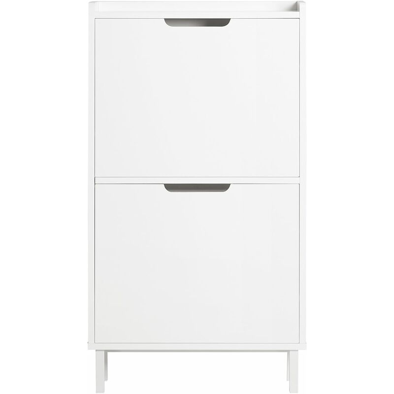foto del prodotto sobuy scarpiera con ribalte scarpiera con ripiani scarpiera portascarpe salvaspazio 2 ante bianco l50xp19xa91cm fsr151 w