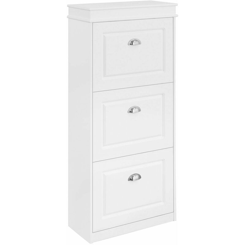 foto del prodotto sobuy scarpiera salvaspazio slim con 3 ante portascarpe salvaspazio regolabili 52x23x117cm bianco fsr94 w