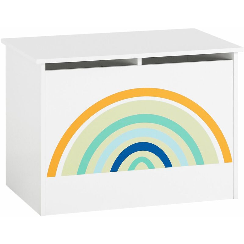 foto del prodotto sobuy scatola giocattolo per bambini contenitore portagiochi scatola porta giochi con coperchio bianco arcobaleno 62x40x44cm kmb70 w