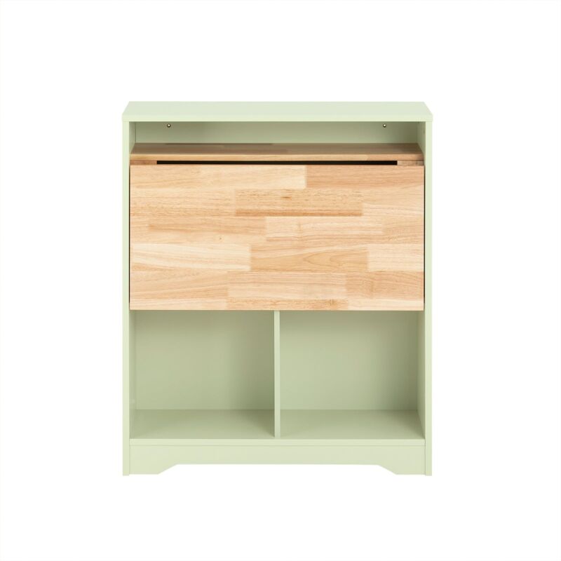 foto del prodotto sobuy scrivania pieghevole tavolo per computer con ripiani tavolo da parete con scomparto verde naturale 70x54x85cm fwt104 gr