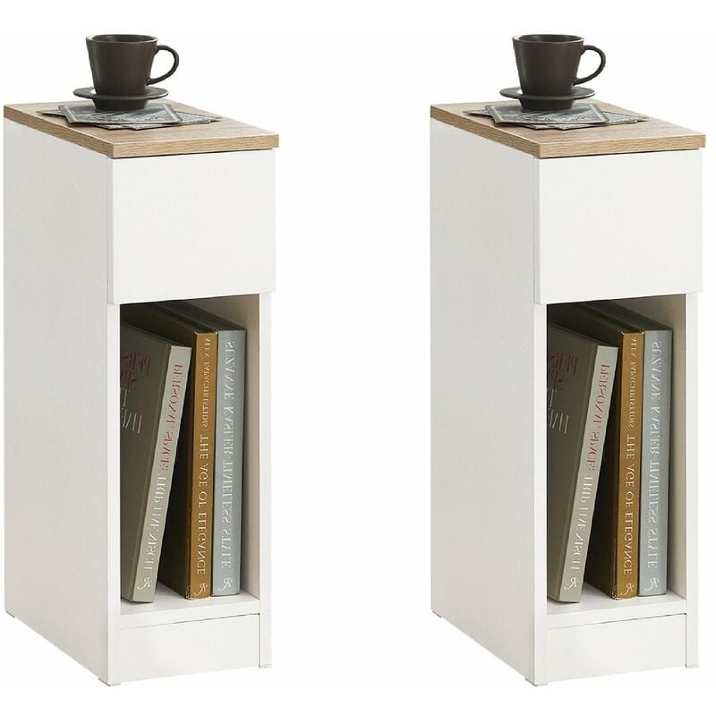 foto del prodotto sobuy set 2 comodini 20x60x35 cm bianchi fbt111 wnx2