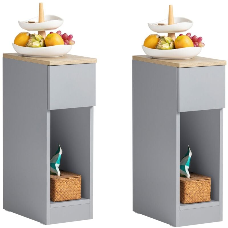 foto del prodotto sobuy set 2 comodini 20x60x35 cm grigi fbt111 hgx2