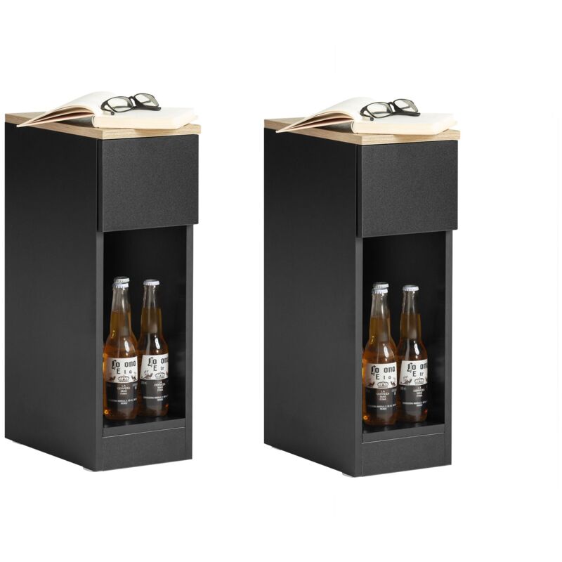 foto del prodotto sobuy set 2 comodini 20x60x35 cm neri fbt111 schx2