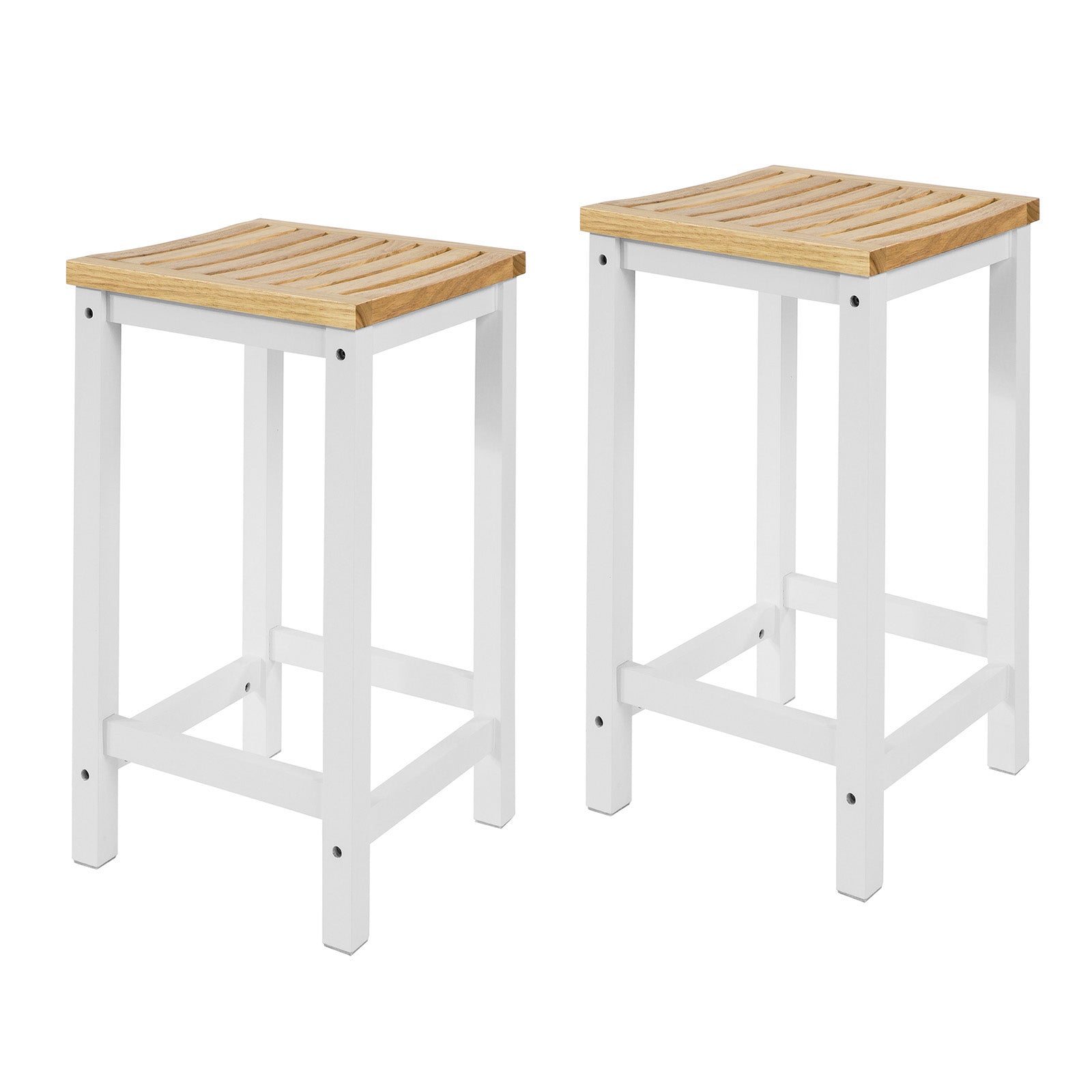 foto del prodotto sobuy set 2 sgabelli per cucina moderno sgabelli legno massello bianco altezza 61 cm, max portata 100 kg bianco fst29 wnx2
