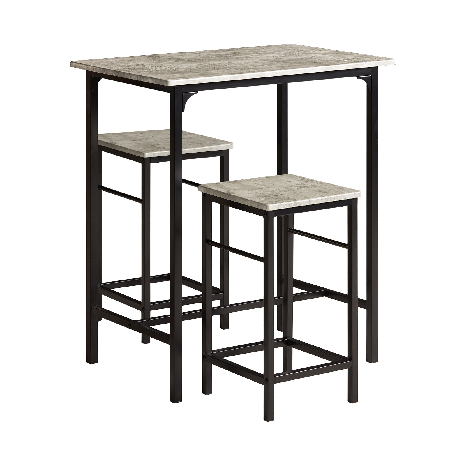 foto del prodotto sobuy set 3 pezzi tavolo con 2 sgabelli mobile bar per casa stile industriale grigio, l80p50a88cm, grigio ogt10 hg