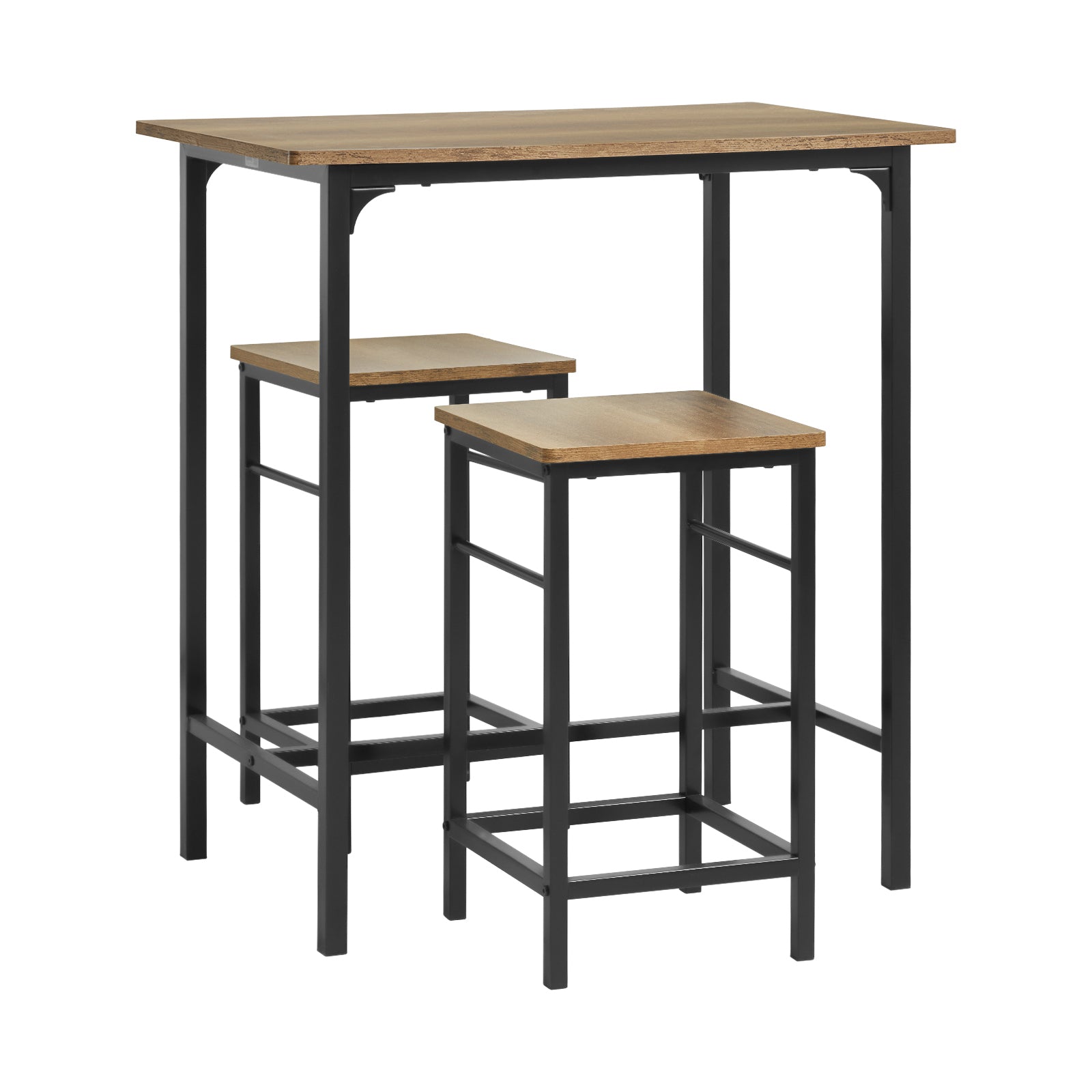 foto del prodotto sobuy set 3 pezzi tavolo con 2 sgabelli mobile bar per casa stile industriale grigio, l80p50a88cm, marrone ogt10 pf