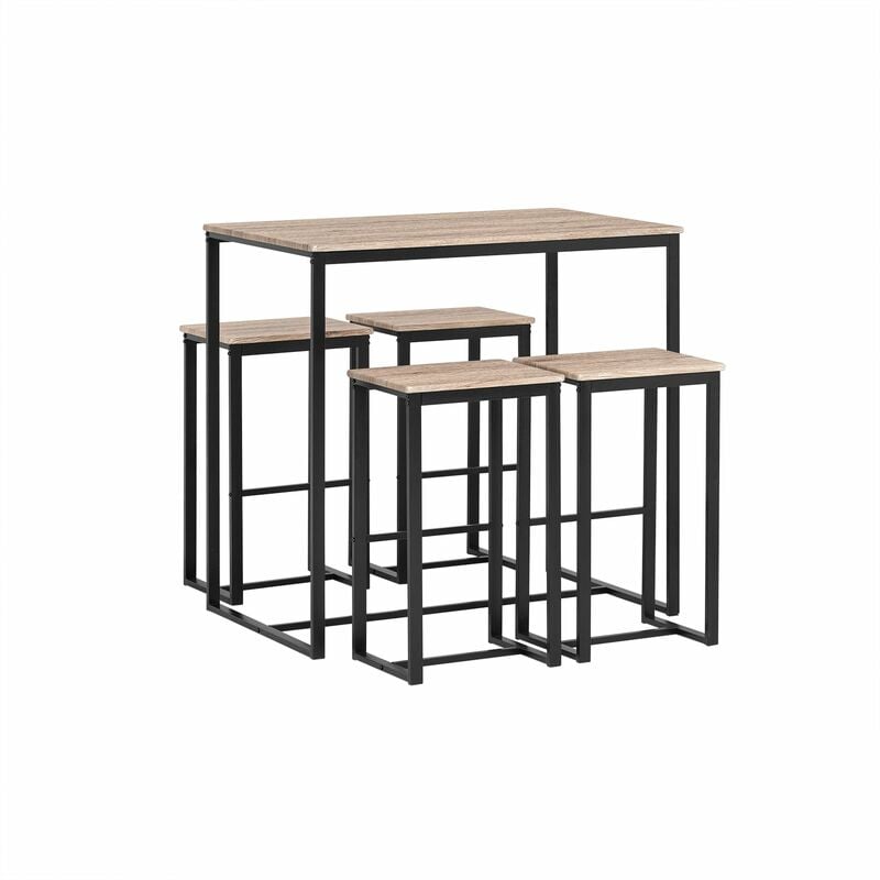 foto del prodotto sobuy set 5 pezzi tavolo con 4 sgabelli mobile bar per casa stile industriale l100p60a96cm legno ogt15 n