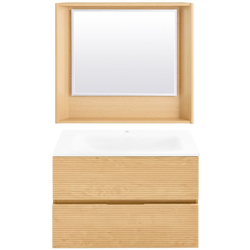 foto del prodotto sobuy set arredo da bagno specchio a parete mobile lavabo naturale bzr198 n