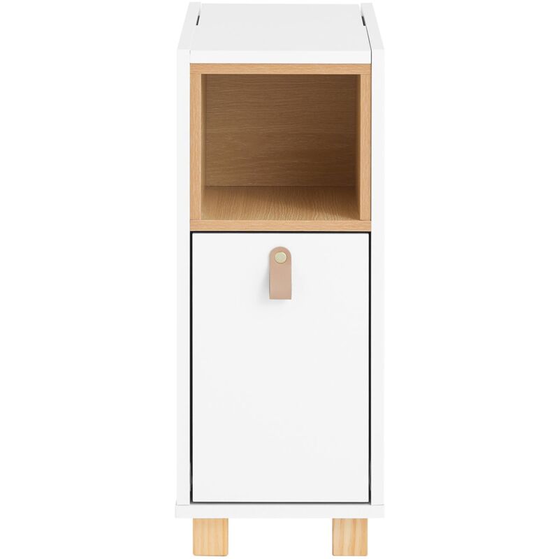 foto del prodotto sobuy tavolino da salotto, comodino, mobiletto portaoggetti, cassettiera stretta, bianco, 24x60x60cm fbt161 wn