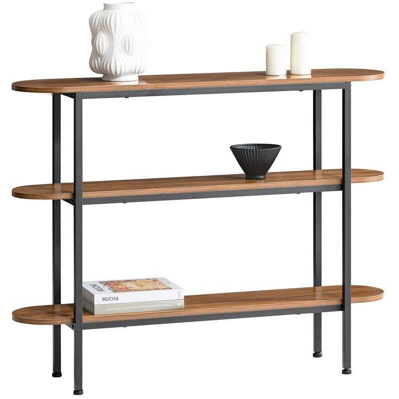 foto del prodotto sobuy tavolo consolle da ingresso tavolino stretto tavolo decorativo marrone 110x25x86cm fsb67 ws
