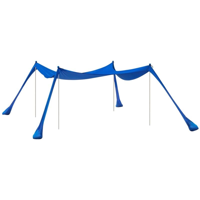 foto del prodotto sobuy tenda da spiaggia portatile tenda parasole con 4 aste spiaggia con protezione dai raggi uv upf 30 blu 400x400x200cm ozt02 db