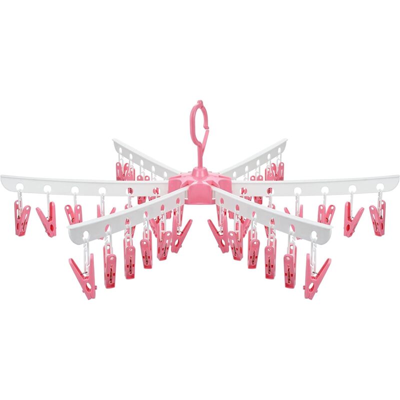 foto del prodotto sock dryer, collapsible clothes hanger with 36 clothes pegs, plastic collapsible hanger for underwear and socks